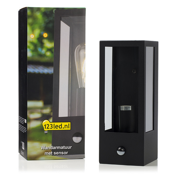 123led wandlamp Manhattan zwart rechthoek met sensor geschikt voor 1x E27 LDR08528 - 2