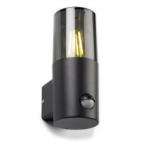 123led wandlamp Smokey zwart rond met sensor geschikt voor 1x E27 LDR08511