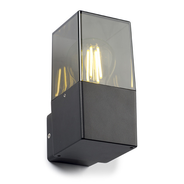123led wandlamp Smokey zwart vierkant geschikt voor 1x E27 LDR08512 - 1