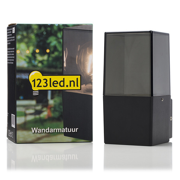 123led wandlamp Smokey zwart vierkant geschikt voor 1x E27 LDR08512 - 2