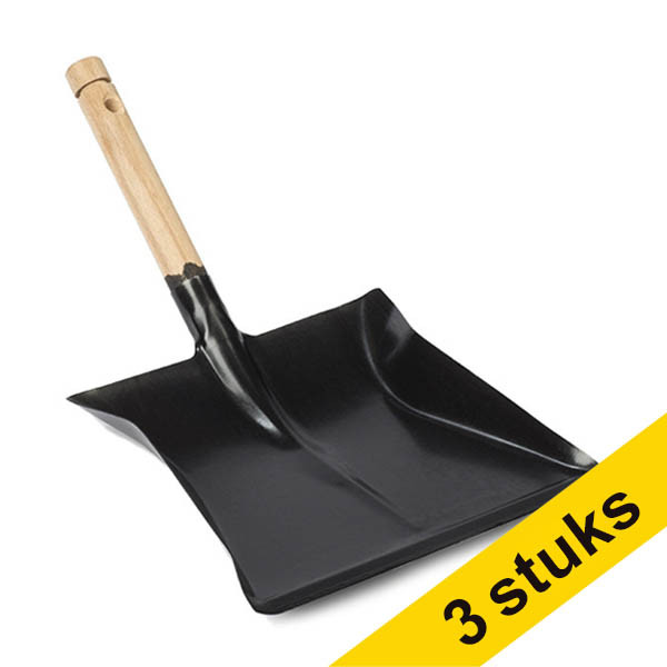 Aanbieding: 3x Stofblik zwart met houten handvat SDR00563 - 1