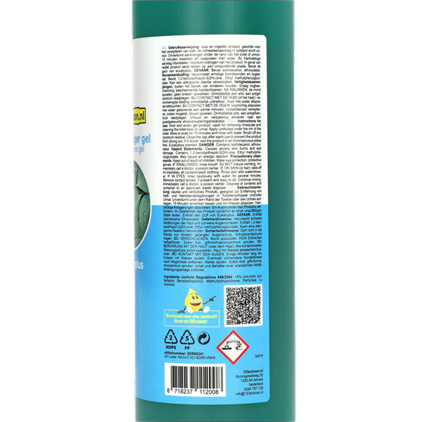 123schoon Eucalyptus toiletreiniger gel (750 ml) SDR06241 - 2