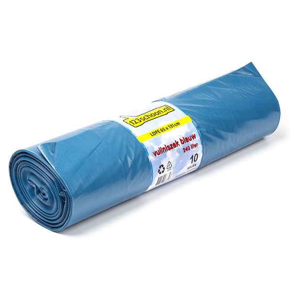 123schoon LDPE vuilniszakken blauw 240 liter (10 stuks) 6758900C 90544C SDR00341 - 1