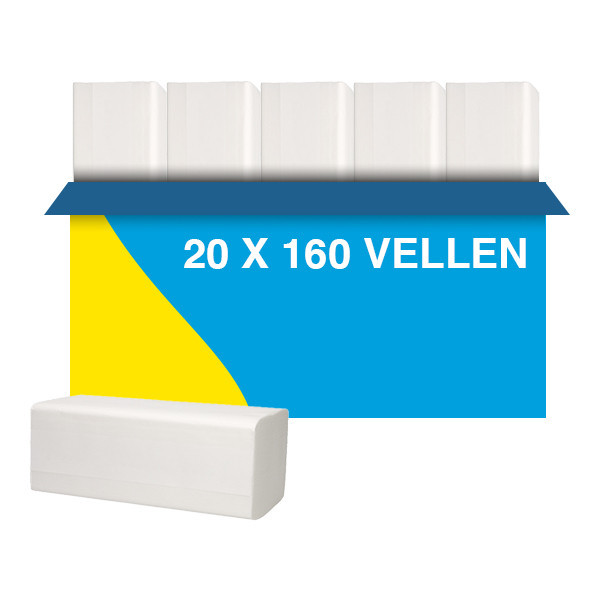 123schoon Z-vouw handdoeken wit 2-laags 20 pakken SDR02113 - 1