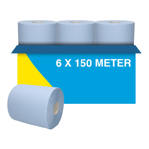 123schoon handdoekrol Midi Centerfeed Food ISEGA blauw 2-laags 6 x 150m SDR02105 - 1