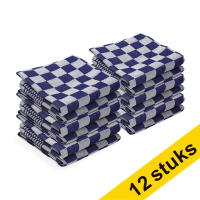 123schoon theedoek blauwe blokken 65  x 65 cm (12 stuks)