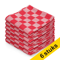 123schoon theedoek rode blokken 65  x 65 cm (6 stuks)  SDR07339