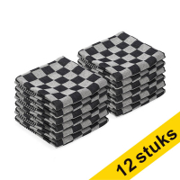 123schoon theedoek zwarte blokken 65  x 65 cm (12 stuks)  SDR07346
