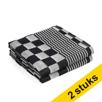 123schoon theedoek zwarte blokken 65  x 65 cm (2 stuks)  SDR06463