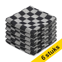 123schoon theedoek zwarte blokken 65  x 65 cm (6 stuks)  SDR07345