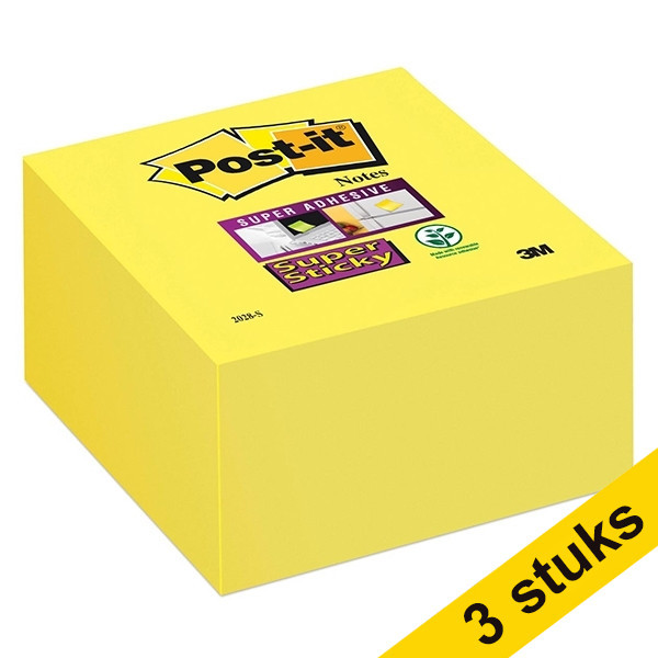 3M Aanbieding: 3x 3M Post-it super sticky notes narcisgeel 76 x 76 mm (350 vel)  280047 - 1