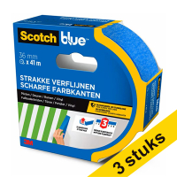 Aanbieding: 3x ScotchBlue afplaktape voor strakke lijnen 36 mm x 41 m