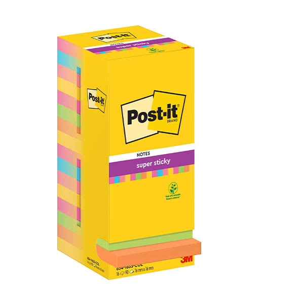 3M Post-It super sticky assorti 76 x 76 mm (16 stuks) 425627 - 1