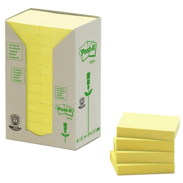 3M Post-it gerecyclede notes toren geel 38 x 51 mm (24 pack) 653-1T 201384 - 1