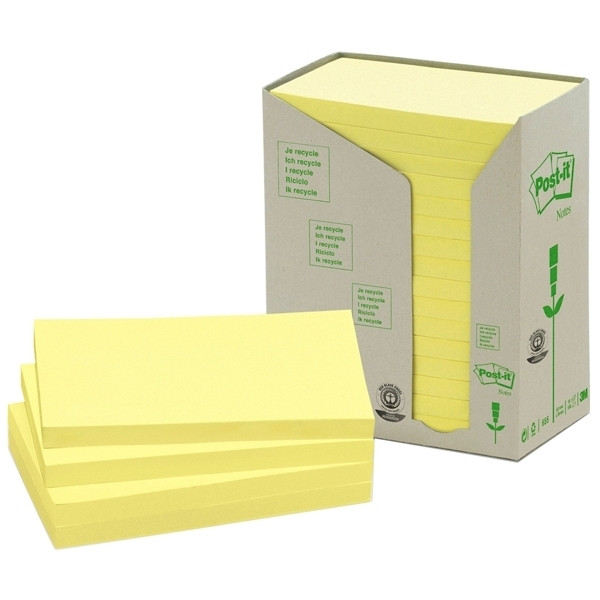 3M Post-it gerecyclede notes toren geel 76 x 127 mm (16 pack) 655-1T 201396 - 1
