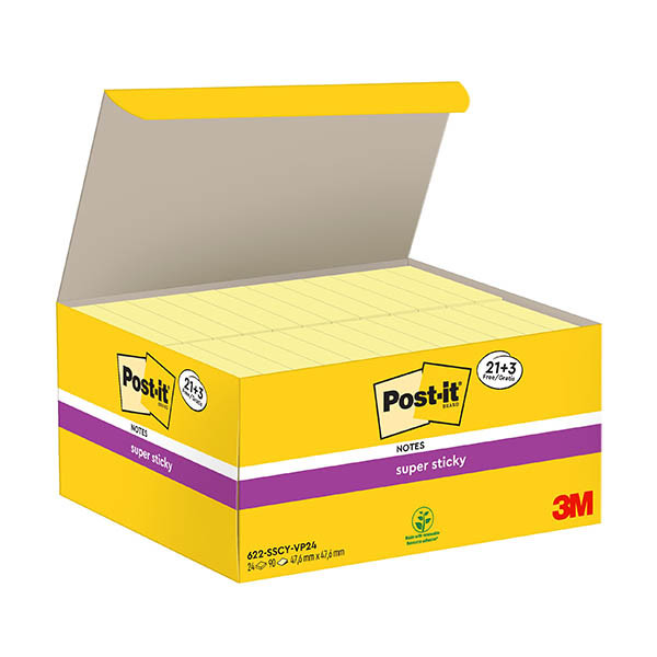 3M Post-it notes geel 47,6 x 47,6 mm (24 stuks) 425601 - 1