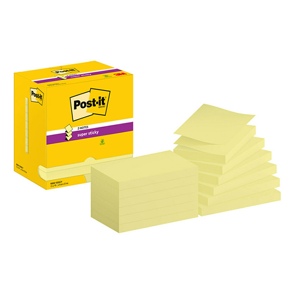 3M Post-it super sticky Z-notes geel 76 x 127 mm (12 stuks) 3M 123inkt.nl