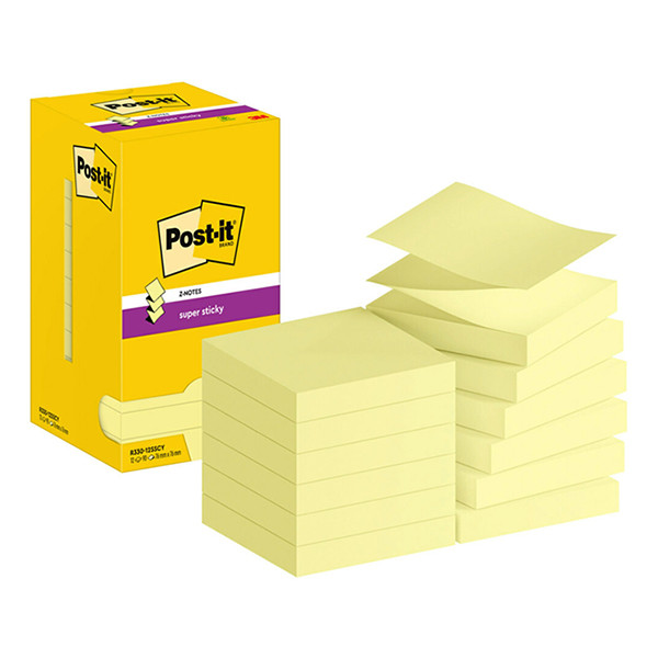 3M Post-it super sticky Z-notes geel 76 x 76 mm (12 stuks) R330-12SS-CY 201001 - 1