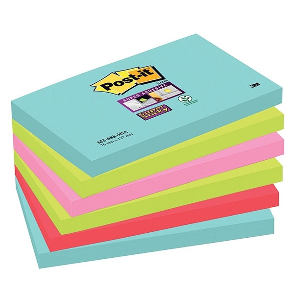3M Post-it super sticky notes Miami 127 mm (6 pack) 3M 123inkt.nl