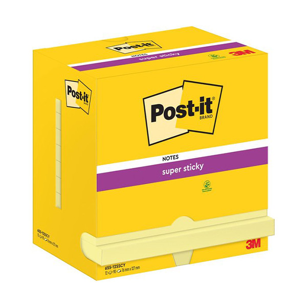 3M Post-it super sticky notes geel 76 x 127 mm (12 stuks) 655-12SSCY 201025 - 1
