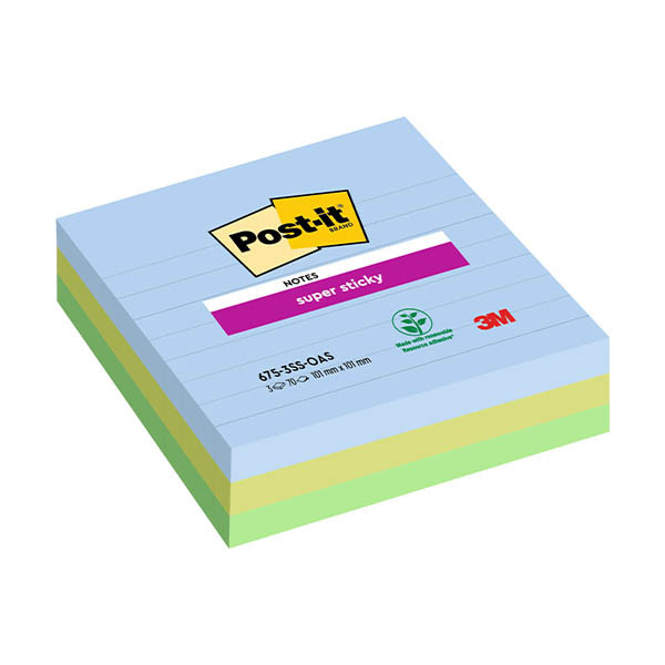 3M Post-it super sticky notes gelijnd Oasis 101 x 101 mm (3 pack) 425634 - 1