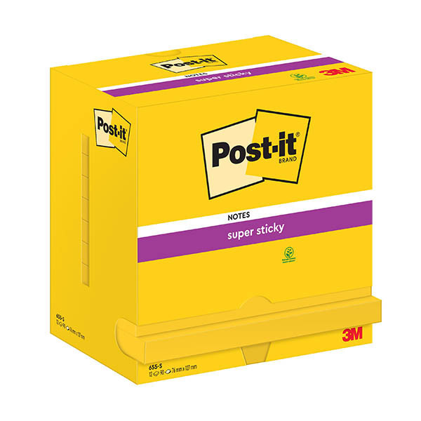 3M Post-it super sticky notes neongeel 76 x 76 mm (12 stuks) 201017 - 1