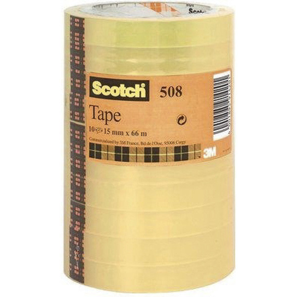 3M Scotch 550 transparante plakband 15 mm x 66 m (10 rollen) 214539 - 1
