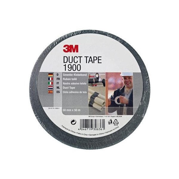 3M duct tape 1900 zwart 50 mm x 50 m 190050B 201460 - 1