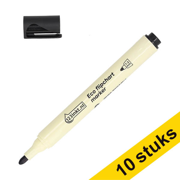 Aanbieding: 10x 123inkt eco flipchart marker zwart (1 - 3 mm rond) 303327 - 1