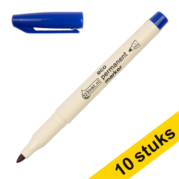 Aanbieding: 10x 123inkt eco permanent marker blauw (1 mm rond)  390607 - 1