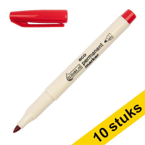 Aanbieding: 10x 123inkt eco permanent marker rood (1 mm rond)  390605 - 1