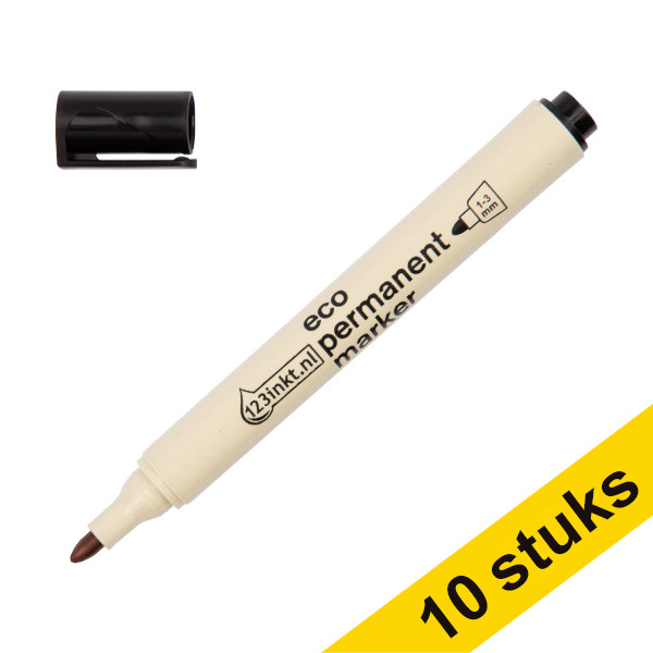 Aanbieding: 10x 123inkt eco permanent marker zwart (1 - 3 mm rond)  390594 - 1