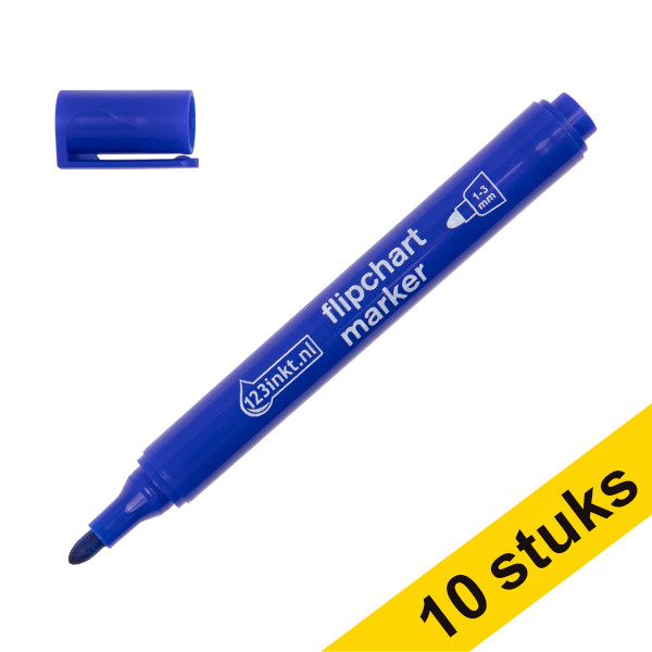 Aanbieding: 10x 123inkt flipchart marker blauw (1 - 3 mm rond)  390562 - 1