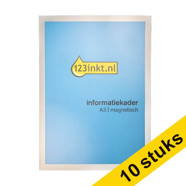 Aanbieding: 10x 123inkt informatiekader A3 magnetisch zilver 302746 - 1