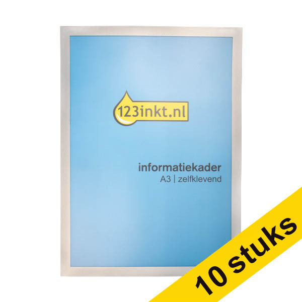 Aanbieding: 10x 123inkt informatiekader A3 zelfklevend zilver 302750 - 1