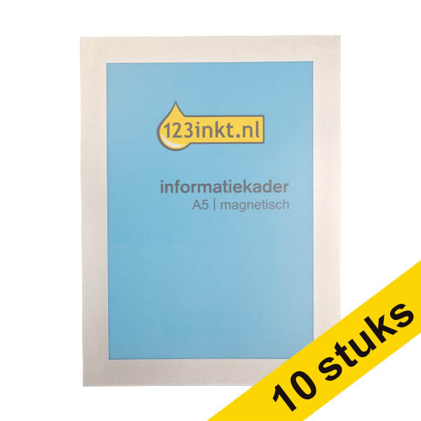 Aanbieding: 10x 123inkt informatiekader A5 magnetisch zilver 302749 - 1