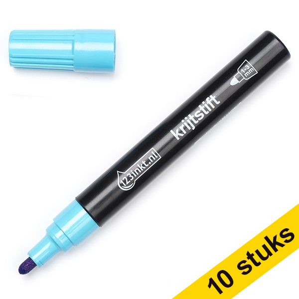 Aanbieding: 10x 123inkt krijtstift blauw 300606 - 1