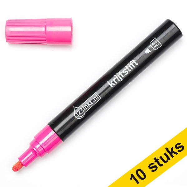 Aanbieding: 10x 123inkt krijtstift roze 300609 - 1