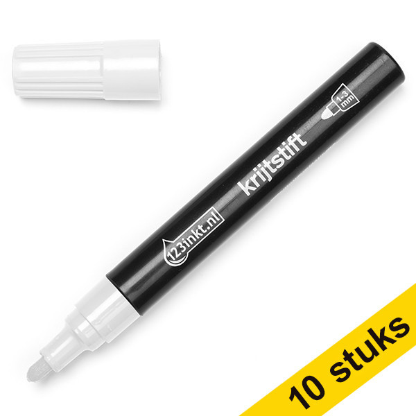 Aanbieding: 10x 123inkt krijtstift wit 300610 - 1