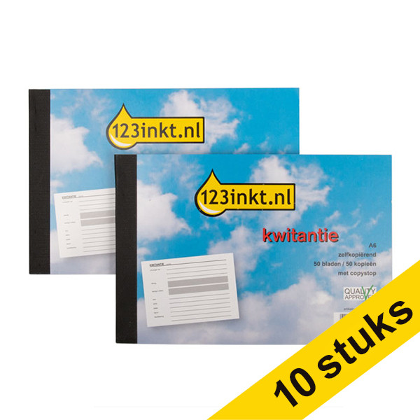 Aanbieding: 10x 123inkt kwitantieboekje zelfkopiërend met copystop (50 vel) 390626 - 1