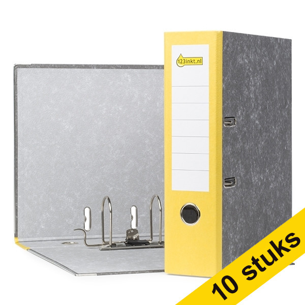 Aanbieding: 10x 123inkt ordner A4 karton geel 80 mm 300370 - 1