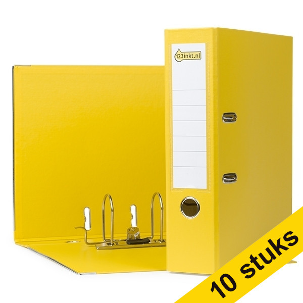 Aanbieding: 10x 123inkt ordner A4 plastic geel 80 mm 100202166GL10C 300386 - 1