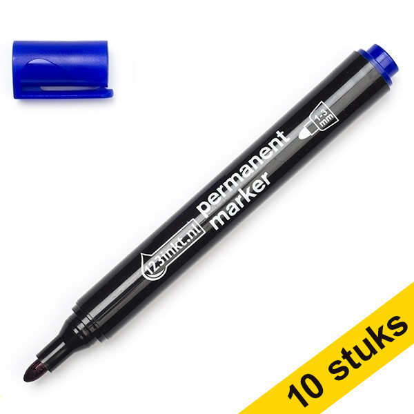 Aanbieding: 10x 123inkt permanent marker blauw (1 - 3 mm rond) 300399 - 1