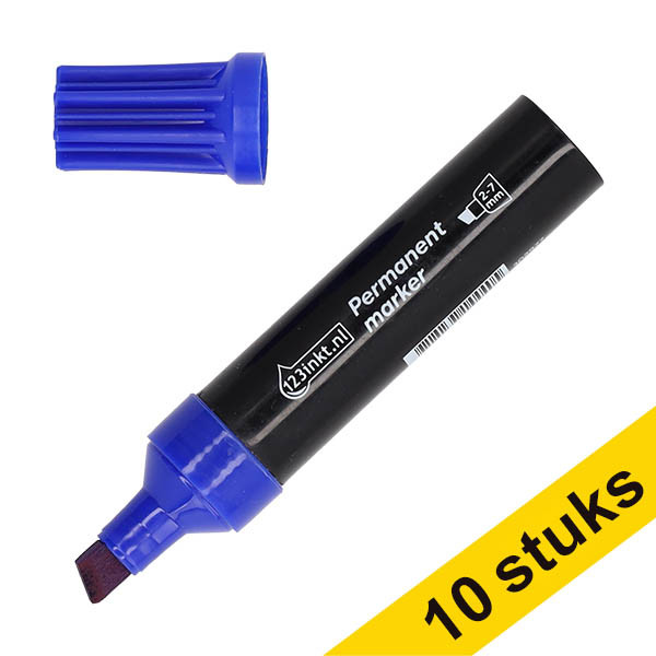 Aanbieding: 10x 123inkt permanent marker blauw (2 - 7 beitel) 303315 - 1