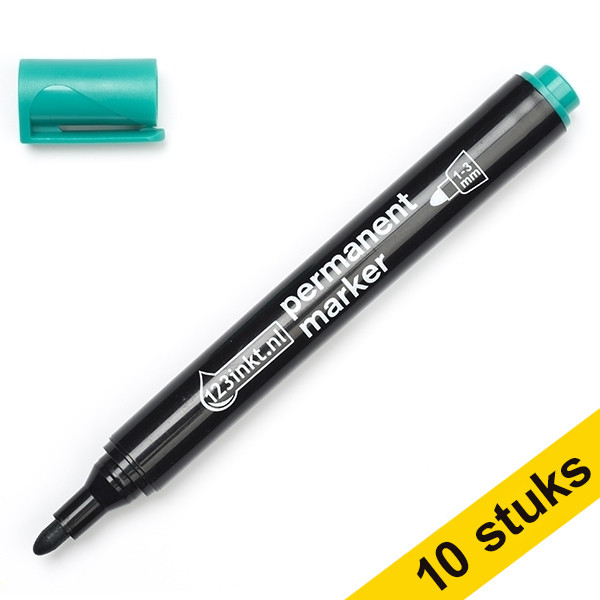 Aanbieding: 10x 123inkt permanent marker groen (1 -3 mm rond) 300400 - 1