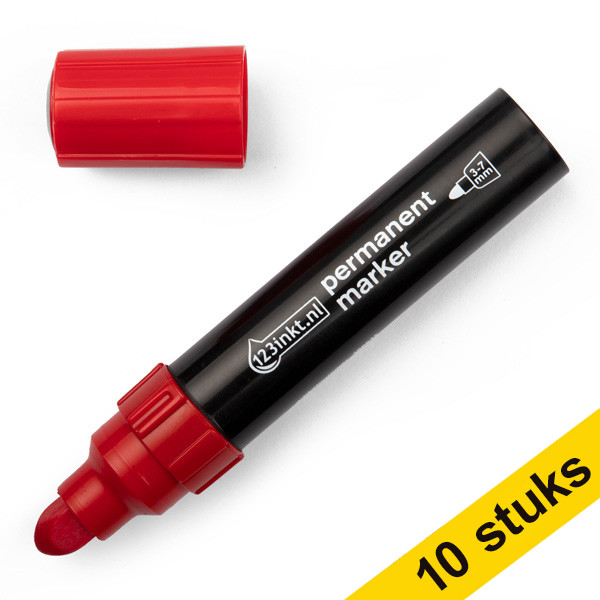 Aanbieding: 10x 123inkt permanent marker rood (3 - 7 mm rond)  300866 - 1