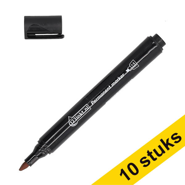 Aanbieding: 10x 123inkt permanent marker zwart (1 - 5 mm beitel) 303304 - 1