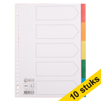 Aanbieding: 10x 123inkt plastic tabbladen A4 gekleurd met 5 tabs (23-gaats)  300580