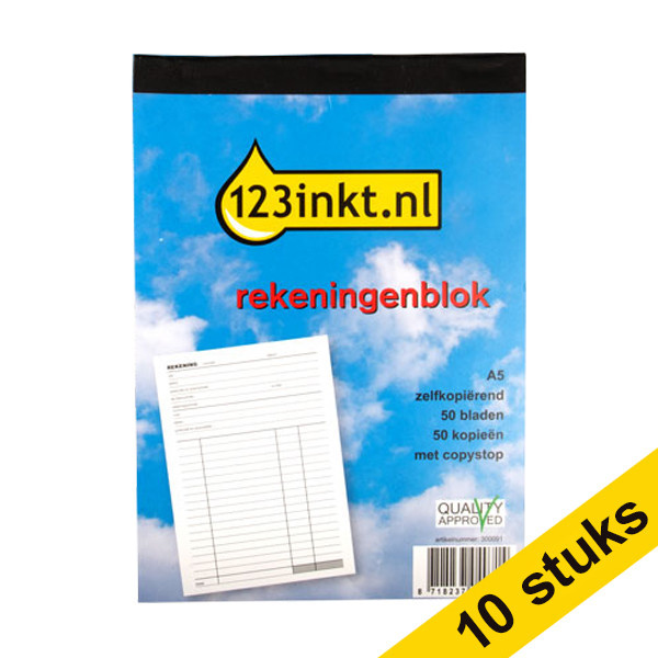 Aanbieding: 10x 123inkt rekeningenblok zelfkopiërend met copystop (50 vel) 390627 - 1