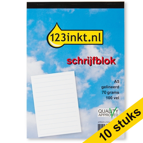 Aanbieding: 10x 123inkt schrijfblok A5 gelinieerd 70 grams 100 vel  300788 - 1